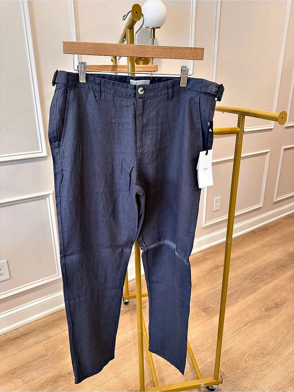 NWT Onia Linen Tapered Pleated Trouser